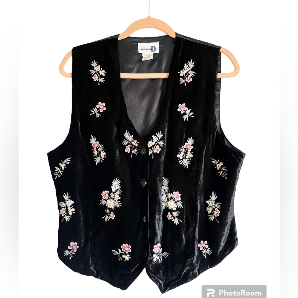 Vintage Velour Embellished Floral Vest